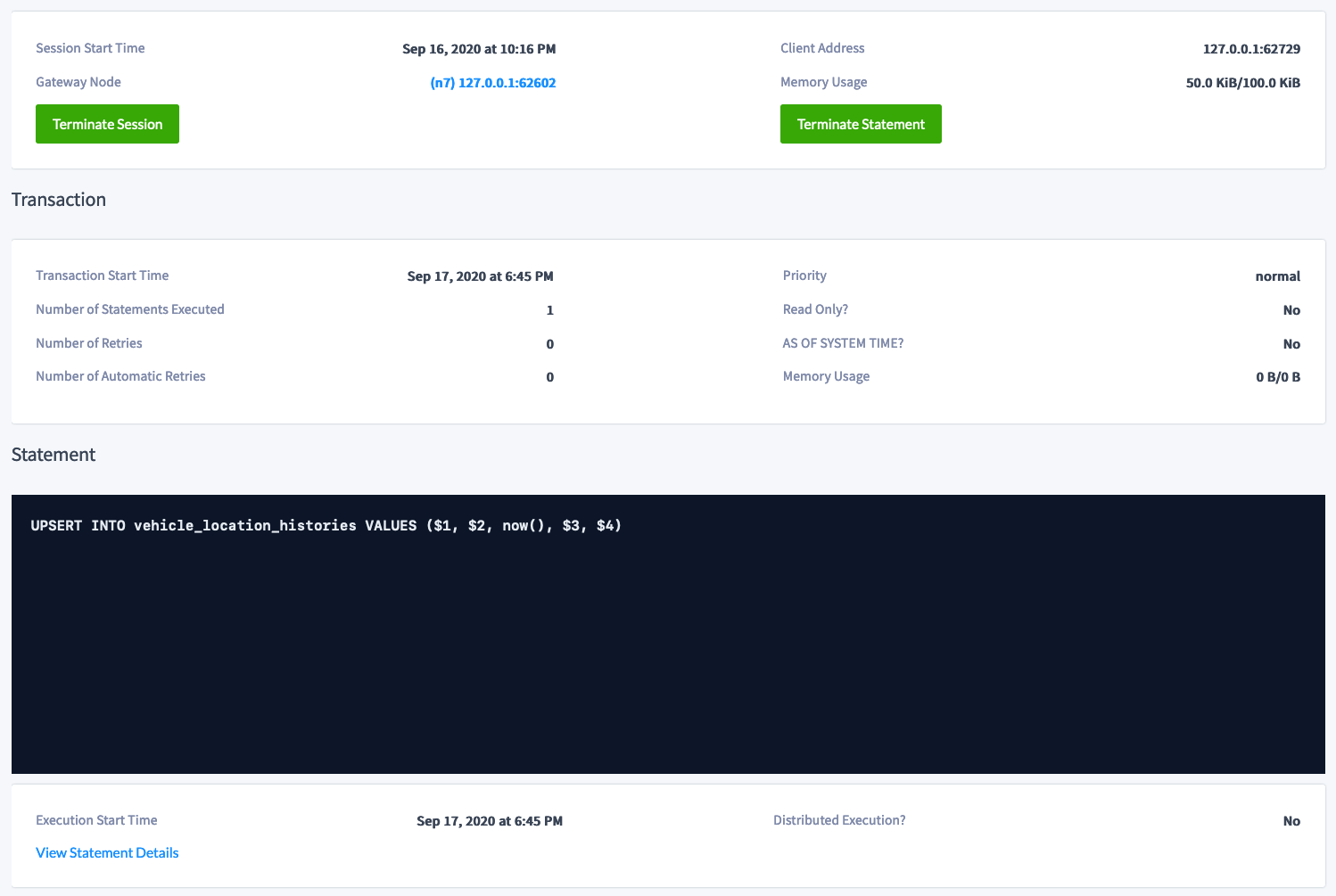 Sessions Details Page